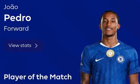 开云体育下载-三球一助，若昂-佩德罗当选切尔西客战维拉全场最佳球员